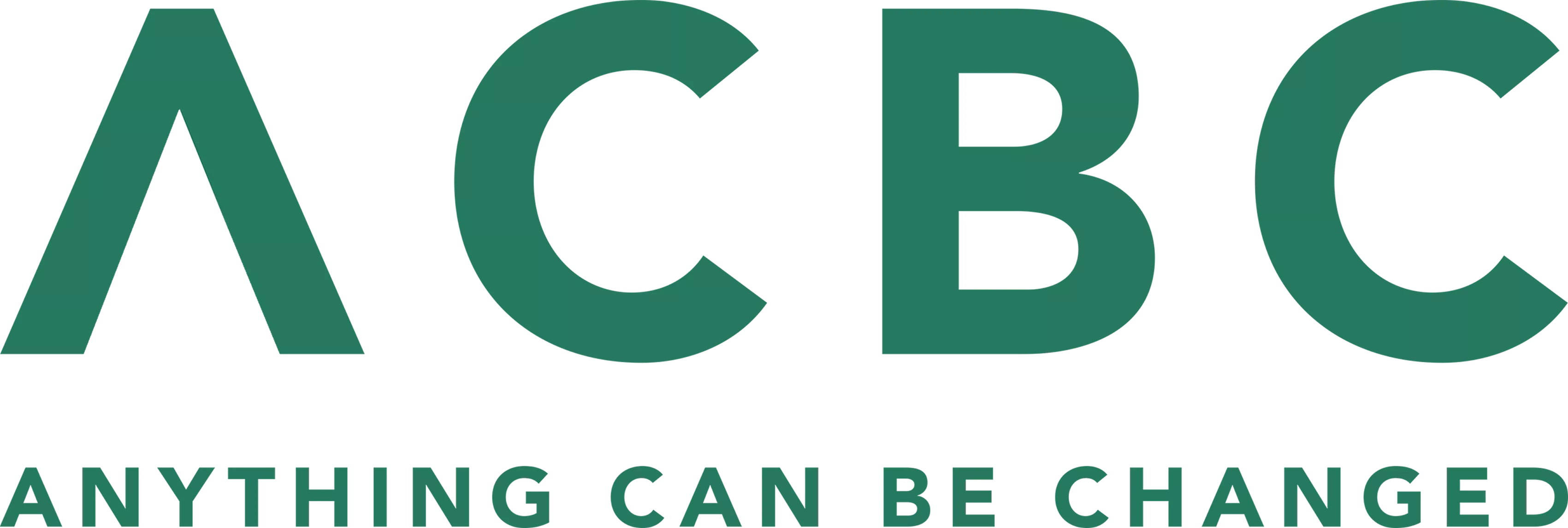 ACBC logo with bold green letters, a triangular stylized A, and the slogan Anything Can Be Changed.