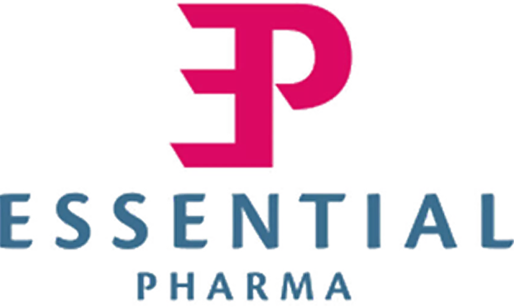 Essential Pharma logo with a stylized pink EP monogram above the company name in blue capital letters.