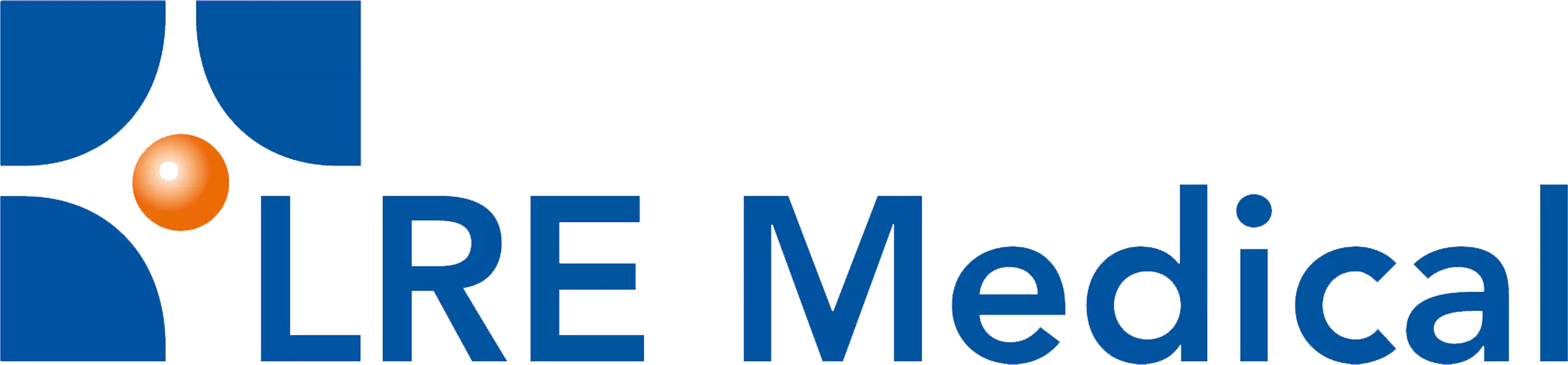 LRE Medical logo with a blue geometric symbol containing an orange circle, next to the company name in blue letters.
